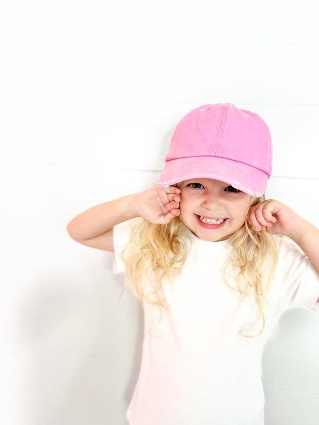 GIRLS Distressed Light Pink Hat