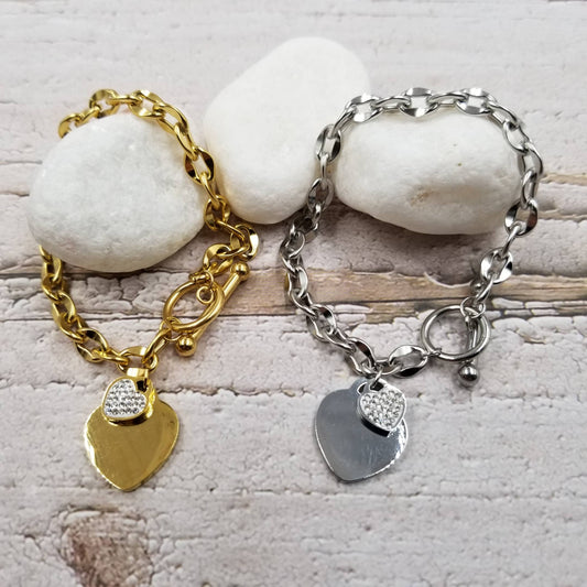 Thick Chain Bracelet With Heart