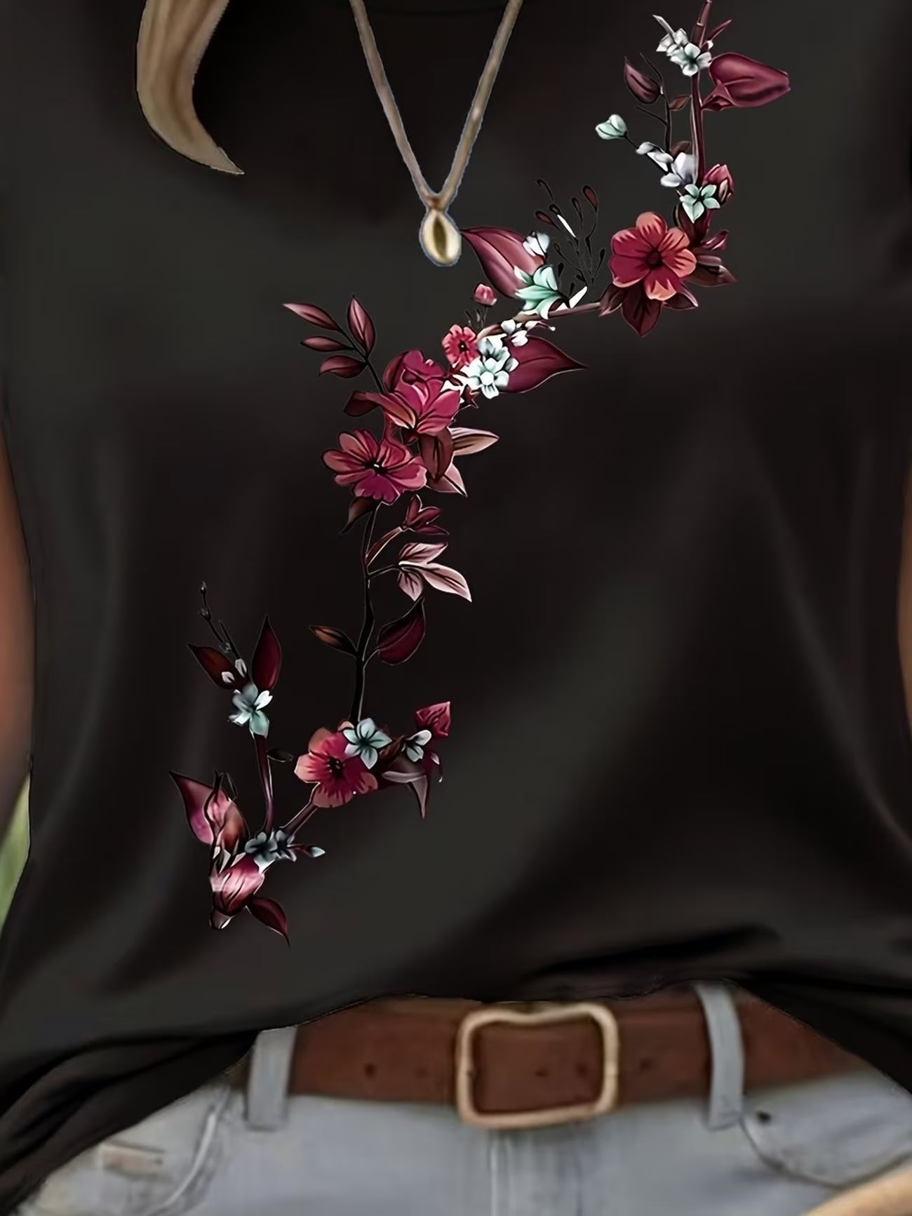 Romantic Cherry Blossom Print BLACK