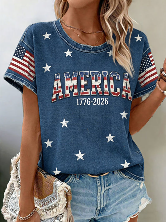 Women's American-style T-shirt SEA BLUE
