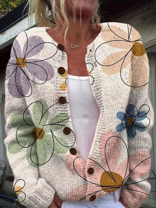 multi color Floral Cardigan Sweater